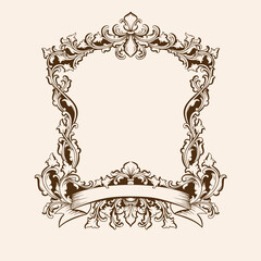 vintage baroque frame with flora engraving ornament