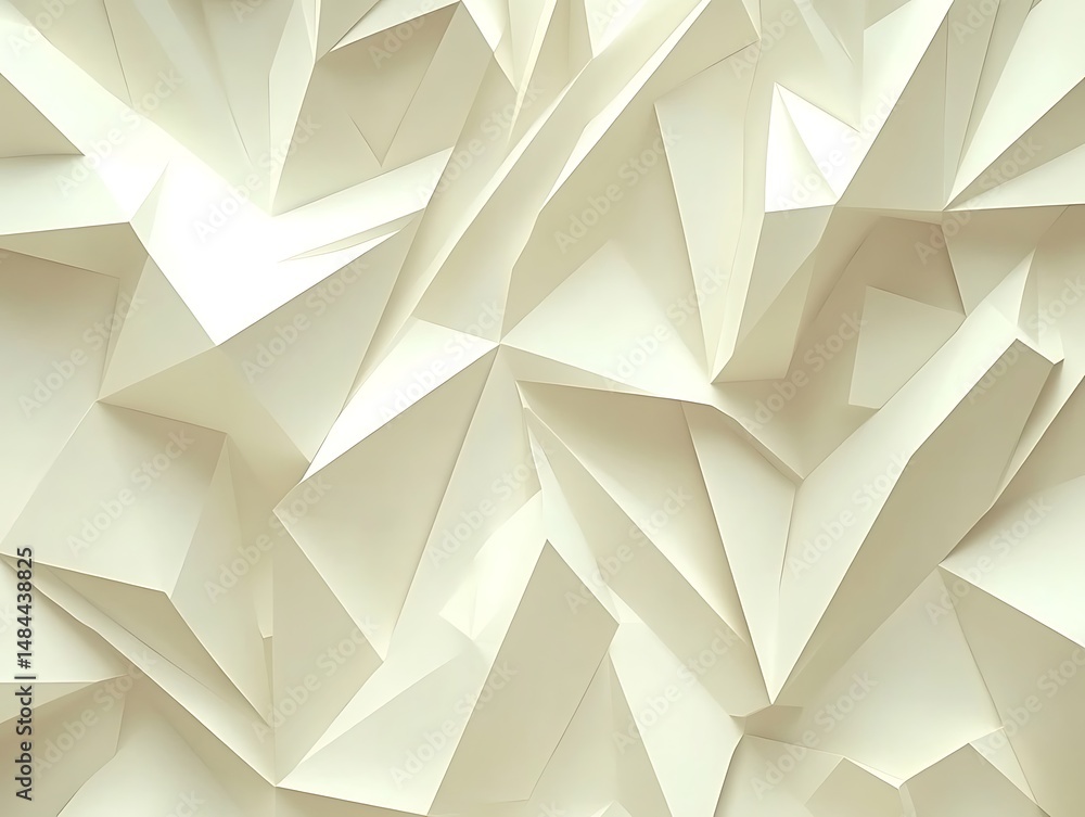 Poster abstract angular shapes forming a modern geometric paper sculpture