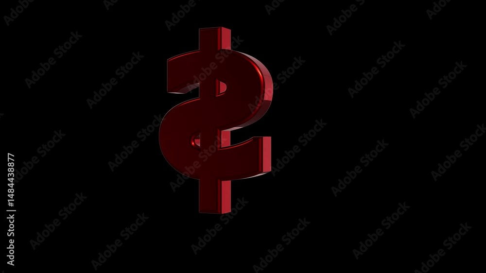 Poster rotating $ symbol animation icon. symbol presentation and rotation on black background