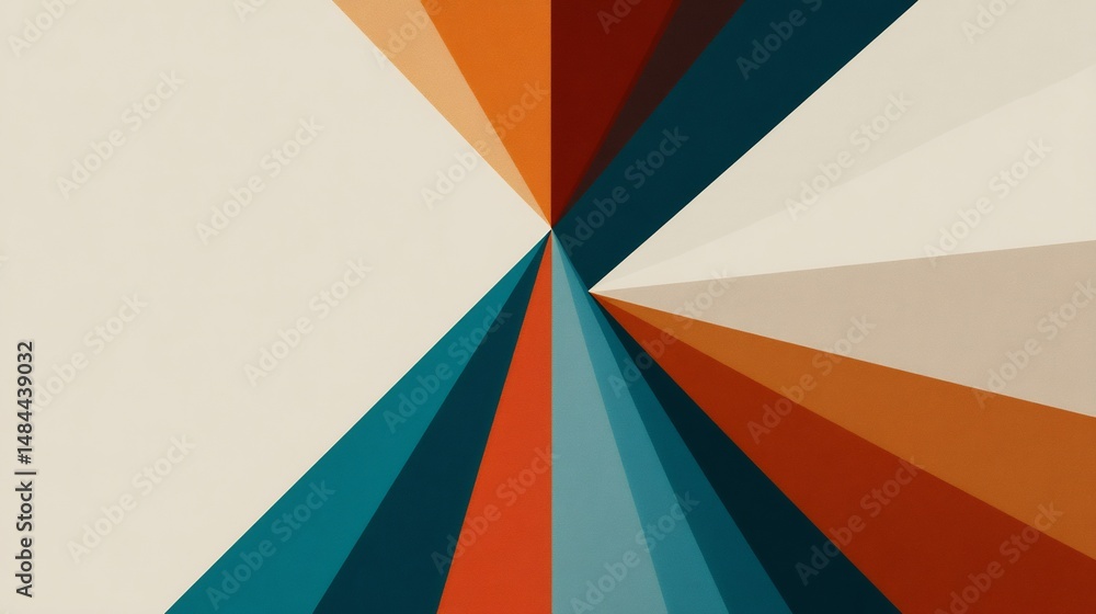 Aufkleber retro color burst radiates energy with triangular segments in harmonious hues