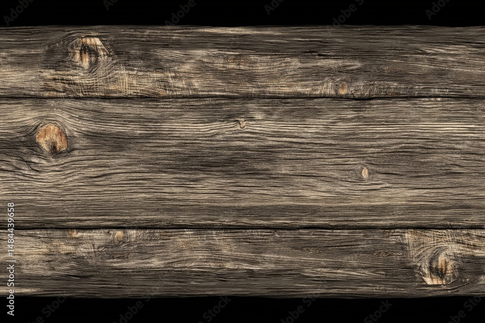 Poster weathered wooden planks with visible grain and knots, creating a rustic and textured background.