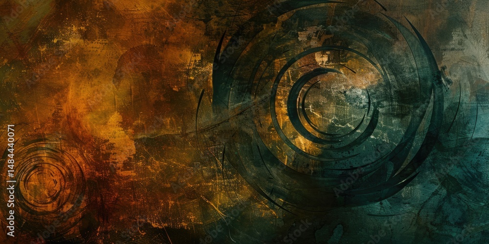 Poster abstract circle geometric shapes effect on surface of digital cyber design express scene of cyberspa