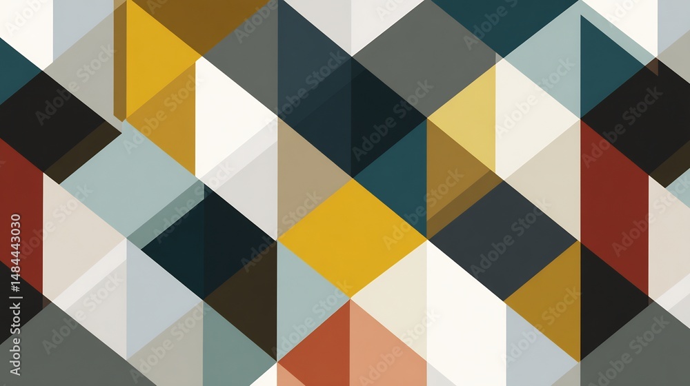 Poster geometric pattern with triangles and diamonds in a retro color palette