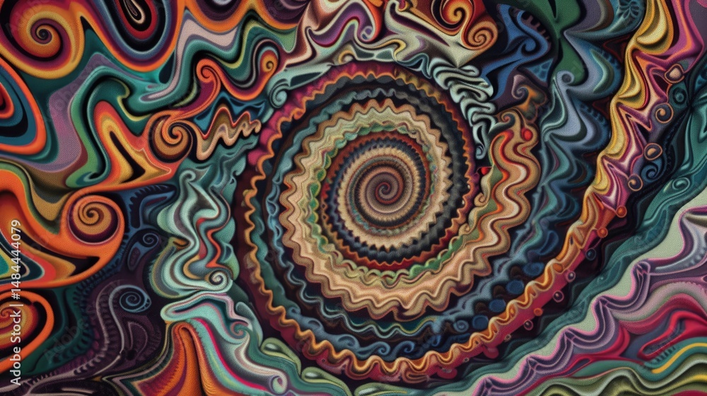 Poster abstract digital art with swirling red and blue elements. background image of swirling watercolor te