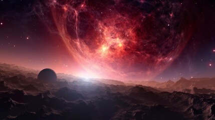 Cosmic landscape of a distant planetary system.