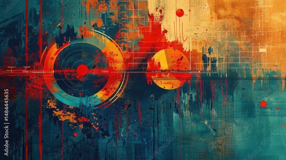 Poster painting infographic geometric shapes surface of contemporary design express scene of seamless patte