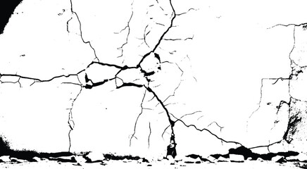 Black and white texture. Crack vector isolated elements. Noise Rough Design. Vector Illustration.