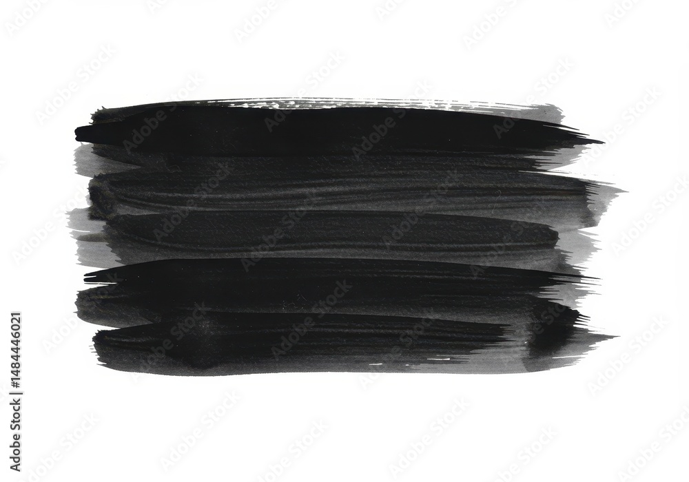 Poster black paint brushstrokes on a white background create an abstract design element