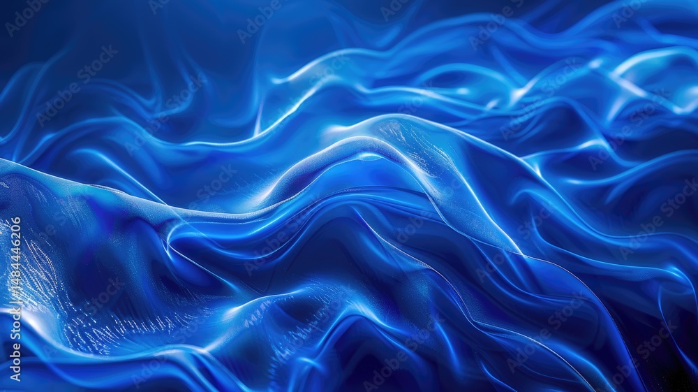 Aufkleber wonderful picture of blue light wave, sparkling particles scattered across space background, create 