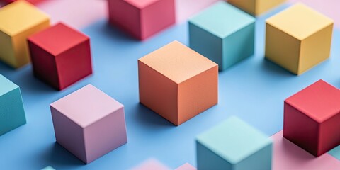 Colorful cubes arranged on a surface