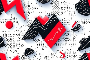 Dynamic abstract background showcasing geometric forms and halftone patterns