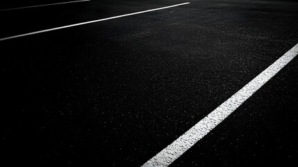 Black asphalt road surface with white painted lines angled across the frame.
