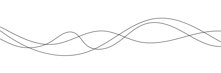 Abstract Wavy Line. Wavy line horizontal divider outline minimalist art. Thin line wavy abstract vector. Curve wave seamless pattern. Line art striped graphic template white background in eps10.