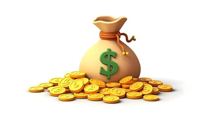 Bag of Gold Coins Representing Wealth, Financial Security, and Prosperity
