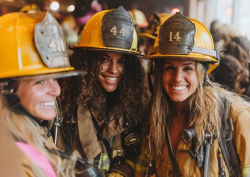 Firefighters Smiling, Urban Setting