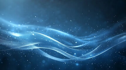 Fototapeta premium Abstract blue wave with sparkling particles