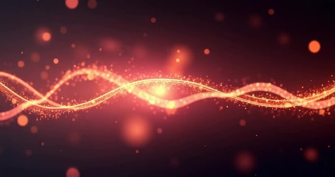 Bright glowing laser lines from dots and particles with the effect of blurring the background space. Glitter and beautiful bokeh particles. seamless loop