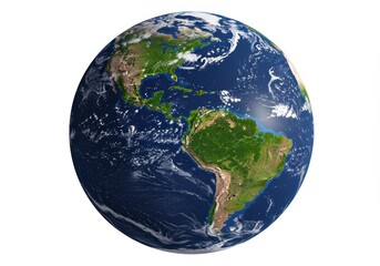 Fototapeta premium A view of the earth showing the continents of North and South America and surrounding oceans