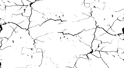 Surface cracks and fissures in ground, concrete, crevices from disaster top view. Breaks on land surface from earthquake isolated on white background. Broken ground, wall,