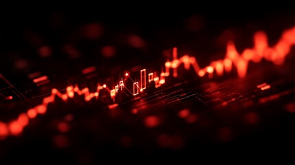 Fototapeta premium Red Financial Chart on Dark Background