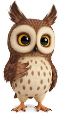 Fototapeta premium Animated owl with large captivating eyes