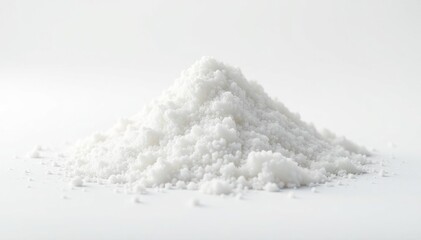 Pile of white sugar, smooth texture, stark white backdrop, white, granulated