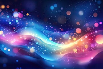 Obraz premium Vibrant, flowing light waves with bokeh