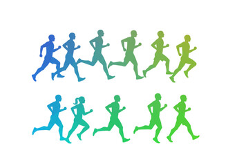 Gradient Runners A Dynamic Series of Silhouetted Figures in Motion