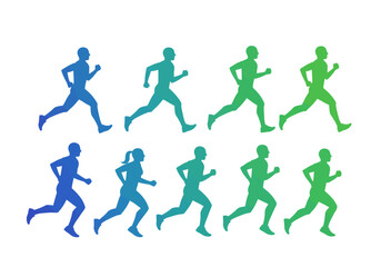 Gradient Runners Dynamic Silhouettes Depicting Movement and Exercise
