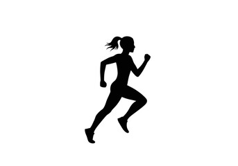 Active Female Runner Silhouette in Dynamic Pose