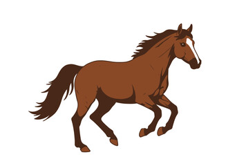 Animated Chestnut Horse Galloping with White Blaze and Flowing Mane
