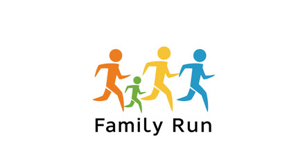Colorful Family Running Silhouette Logo Design