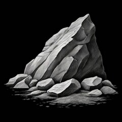 an AI Image Generator, Abstract Illustration of a Black Stone Against a Dark Background
