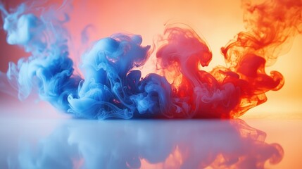 Fototapeta premium Vibrant, abstract mix of blue and red inks