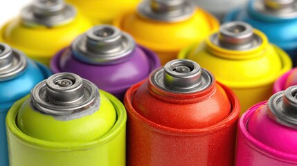 Colorful spray paint cans