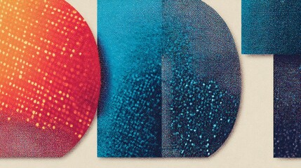 Abstract multicolored composition showcasing stippling technique and gradient effects