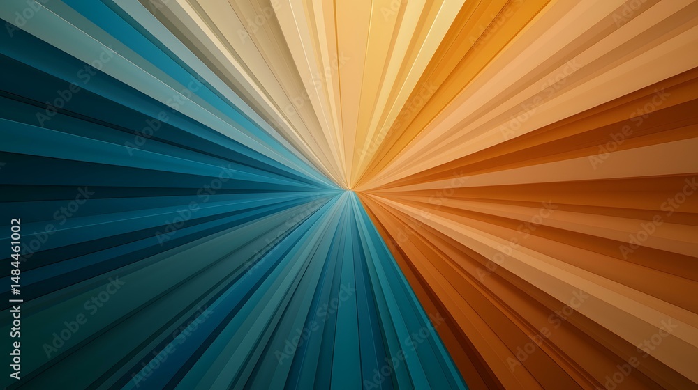 Poster the image contains an abstract design of radiating lines, with cool teal tones on the left transitio