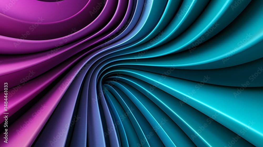 Poster the image contains abstract swirling shapes in shades of purple and teal, creating a dynamic and col