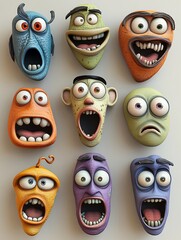 Cartoon faces, various expressions