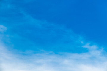 Fototapeta premium Panorama of cloud clear sky background for summer vacation concept at ocean and summer sea water with sunlight of beautiful cloudy