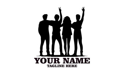 sketch of a group of friends vector illustration. Friend group hug of diverse people vector illustration and  group of friends logo vector design