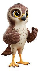 Obraz premium Cartoon bird stands confidently gesturing cheerfully