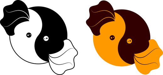 Yin and Yang. Two pictures of symbol. Harmony in form. Animal. Symbol in the form of an elephant. 