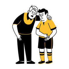 A hand drawn illustration depicting coach giving sports instructions
