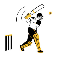 A sketchy illustration showing cricket player hitting ball  © Vectors Market