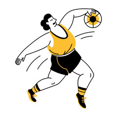 A doodle style illustration showing discus throw
