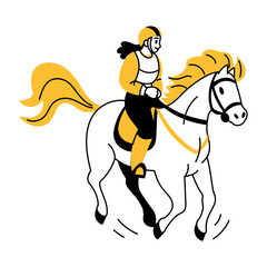 A doodle style illustration showing horse rider 

