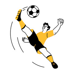 Obraz premium A drawing style illustration showing soccer player kicking ball