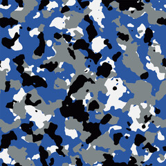 Seamless blue hunting fashion military camouflage pattern vector