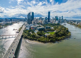 Aerial view of Brisbane city in Australia